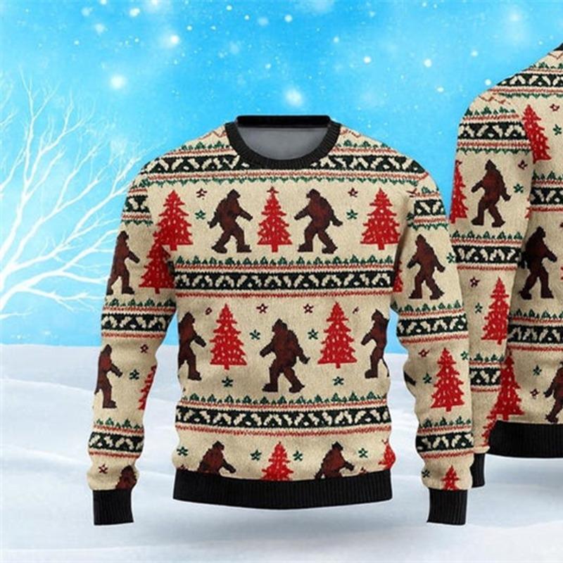 Printed Sexy Figure Funny Ugly Christmas Sweater Men Humour Animal Pattern Pullover Sweaters Xmas Festival Clothes Sweatshirt