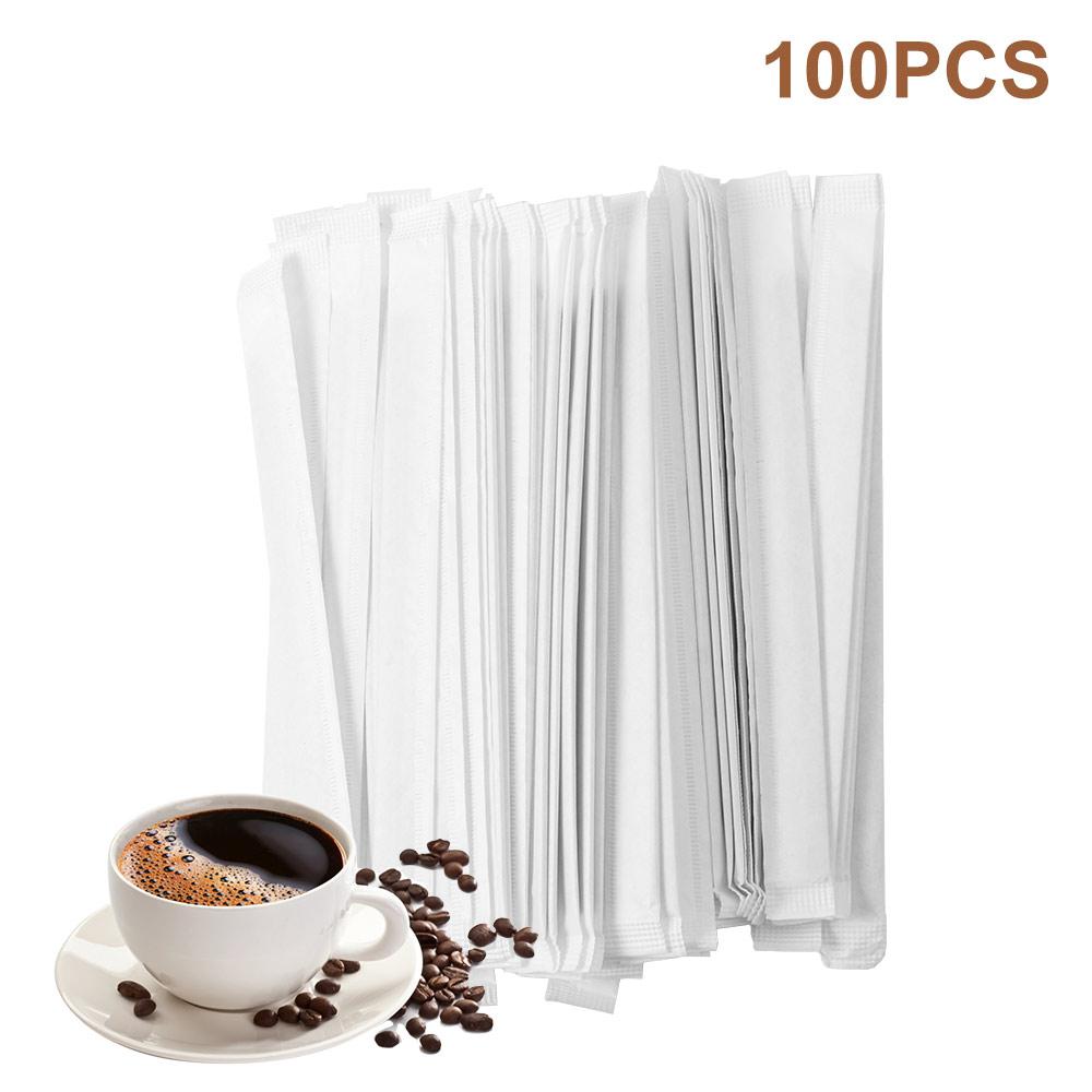 100Pcs Individually Wrapped Coffee Stirrers Eco-Friendly 14/19cm Wood Blenders Round End Not Prickly Stir Sticks Cocktail
