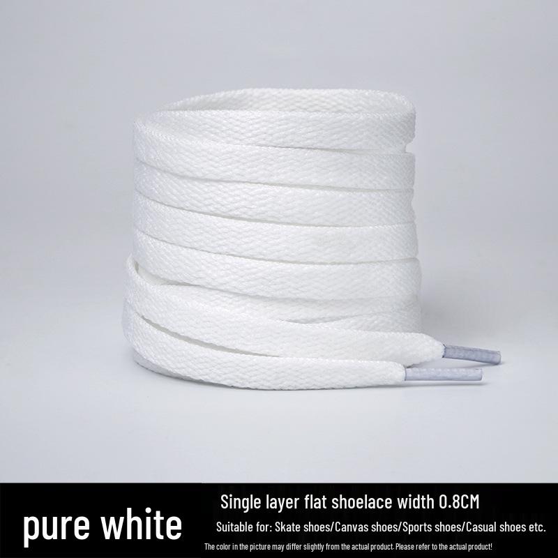 Flat Shoelaces for Canvas Sports & Skate Shoes, Casual Boots, Little White Shoes, Unisex Pure White Shoelaces