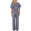 Elegant Jumpsuit Women's Solid Color Short Sleeved Lace Up Slimming Waist Commuting Pantis Fashion Batwing Sleeve