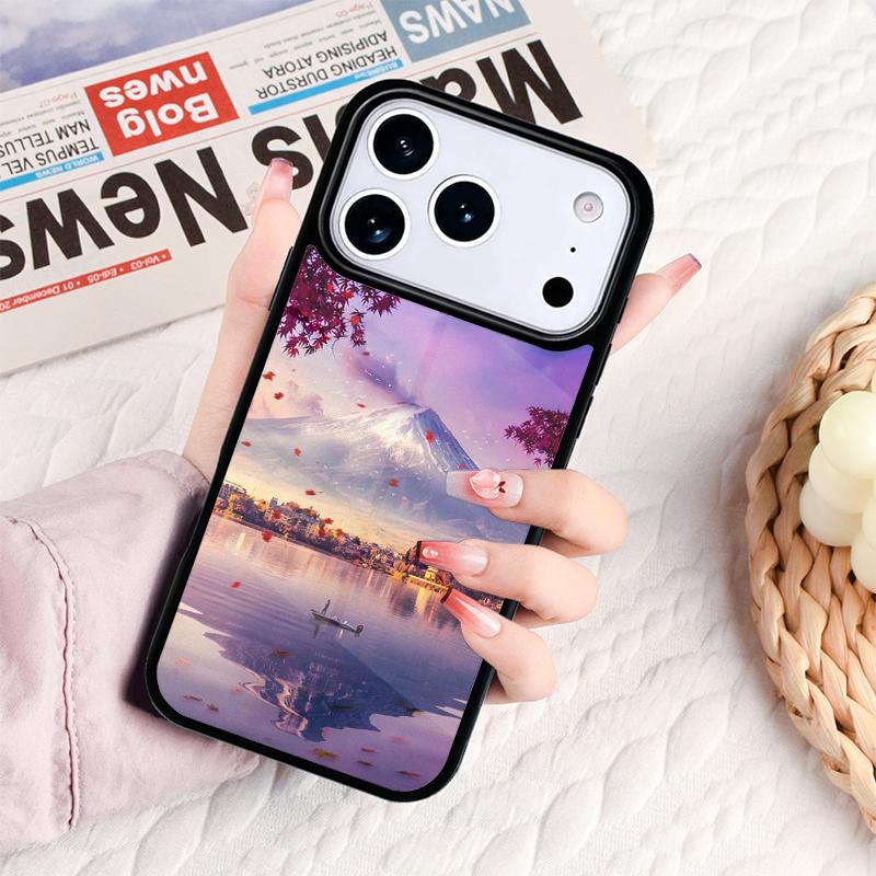 Японское искусство Гора Фудзи Чехол для телефона Для IPhone 17 16e 15 14 13 12 11 Pro Max Air Mini Мягкий защитный чехол