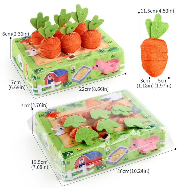 Игрушки-симуляторы раннего развития "Вытягивание редиса", Не рвутся, для младенцев 0-3 лет, Тренировка рук ребенка, Познание цвета животных