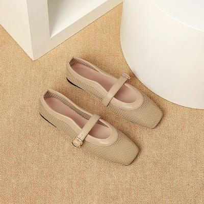 Модные женские сетчатые балетки 2025 Новые дышащие повседневные и удобные туфли-лодочки Мэри Джейн с вырезами Летняя обувь-сетка