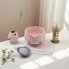 5/6pcs Pink Heart Decal Ceramic Matcha Set, Cute Matcha Set Includes Matcha Bowl, Matcha Whisk and Holder, Bamboo Scoop, Sifter