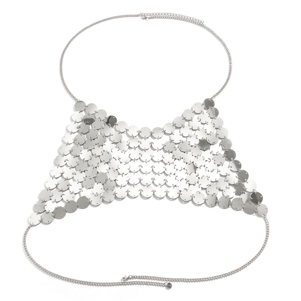 Сексуальная преувеличенная пляжная бикини боди-чейн, тонкая, с пайетками, жилет на шею, нагрудная цепочка для женщин