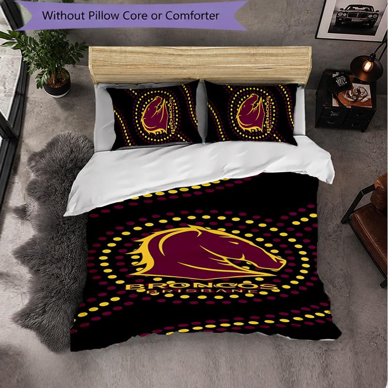 Brisbane Broncos Pattern Microfiber 3Pcs Bedding Set Decor Duvet Cover Set For Bedroom Home Use