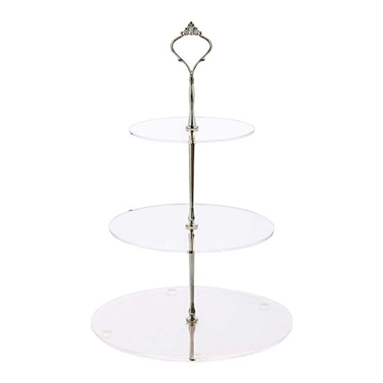 Акриловая подставка для торта, 3-х уровневая, круглая, простая в сборке, прозрачная, многоуровневая, сервировочная подставка, праздничные принадлежности