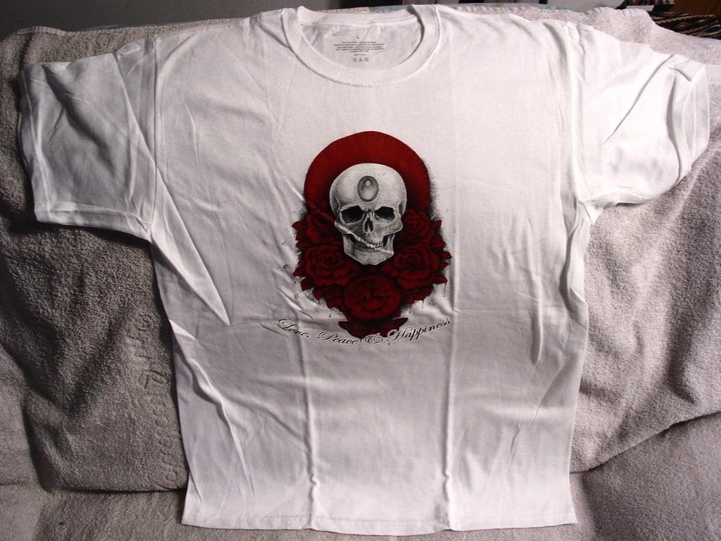 SKULL ROSE FLOWER BUTTERFLY LOVE PEACE HAPPINESS T-shirt