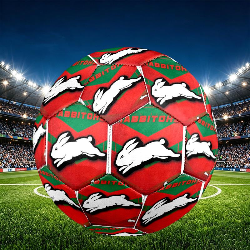 South Sydney Rabbitohs Print Size 5 Soccer Ball, PU Wear Resistant Football for Match Training and Daily Practice, Birthday Gift for Soccer Fans