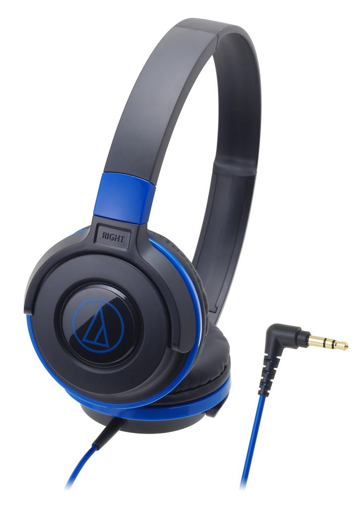 Audio-Technica ATH-S100 BBL STREET MONITORING Portable On-Ear Headphones, DJ-Style Swivel, Black/Blue
