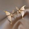 Fashion Cute Butterfly Stud Earrings for Women White Enamel Oil Crystal Wings Earrings Party Sweet Golden Color Metal Jewelry