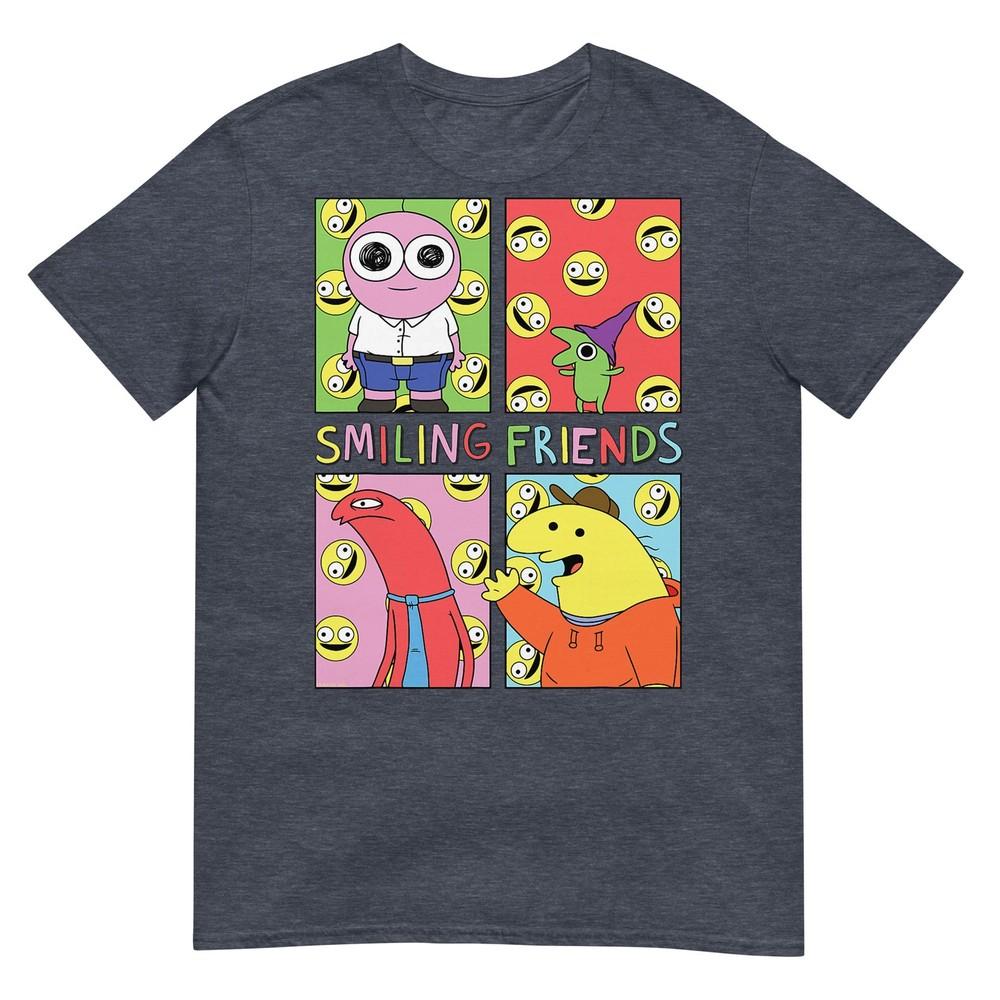 Smiling Friends Pop Art Character Grid Funny Cartoon Tshirt