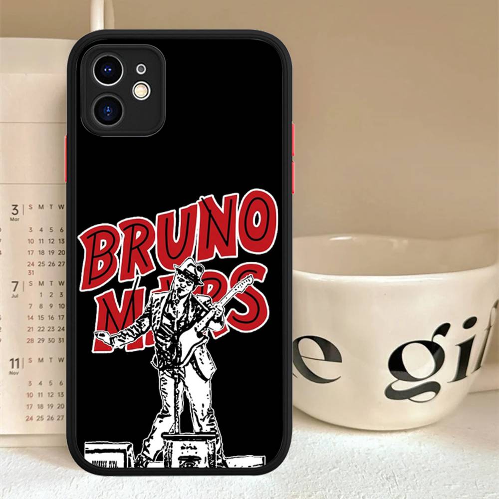 B-Bruno M-Mars Singer For IPhone 16 15 14 13 12 11 Pro Max X XS MAX Plus Translucent Black Phone Cover