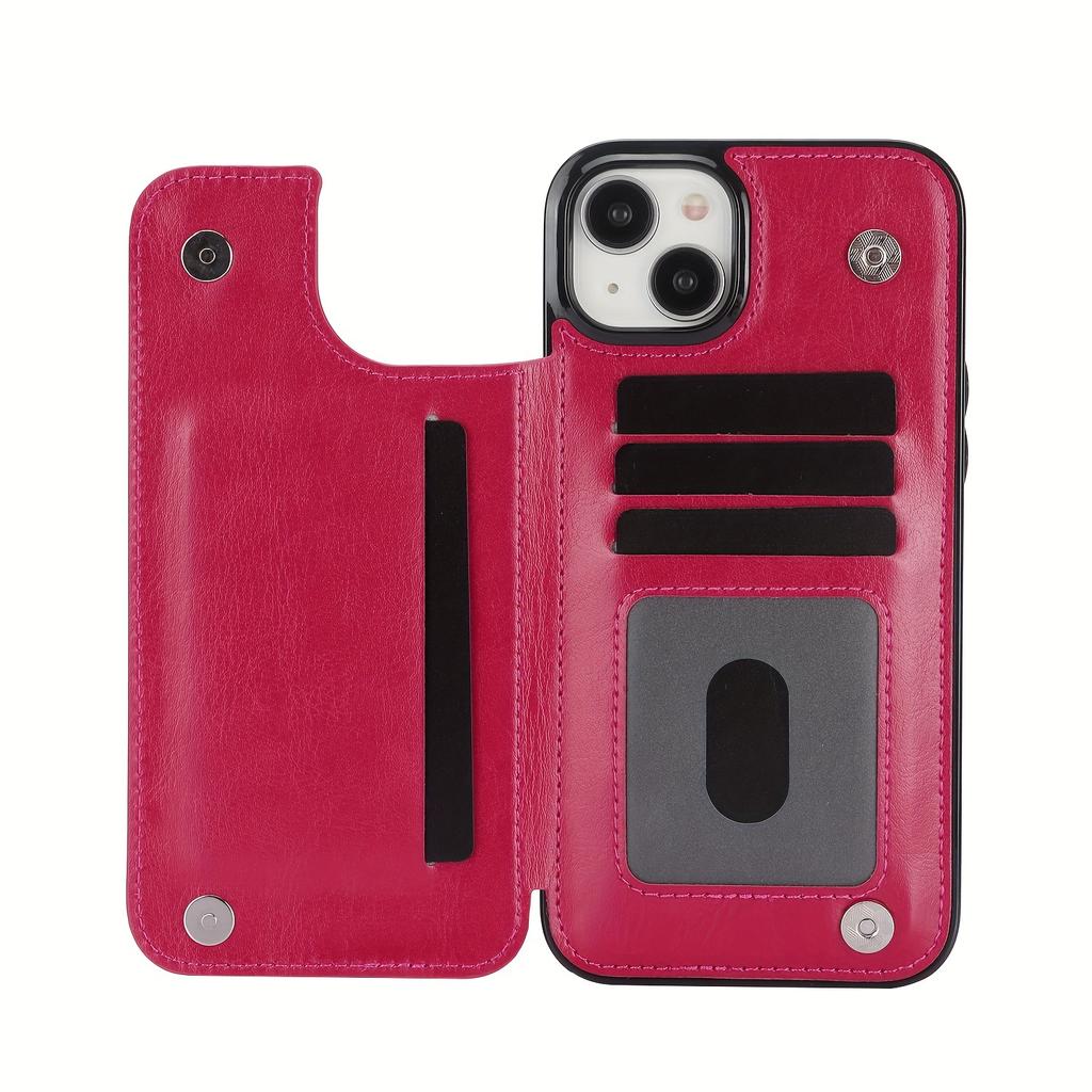 Чехол для телефона-кошелька с держателем для карт, чехол с подставкой для карт из искусственной кожи, двойной магнитной застежкой и прочным противоударным чехлом, для IPhone