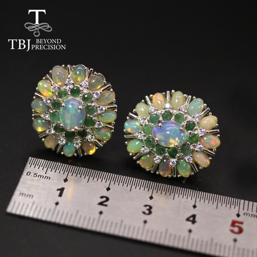 Новый роскошный комплект украшений с большим опалом и изумрудом, натуральный Эфиопский опал, нано-изумруд, вечерние изысканные украшения для женщин, жены, хороший подарок