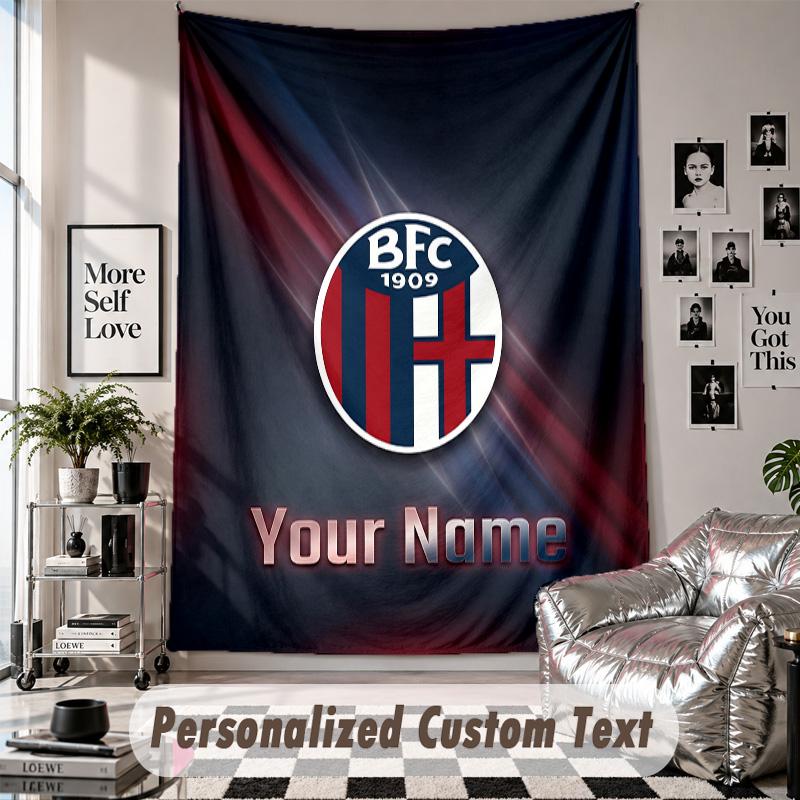 Custom Tapestry Wall Hanging, Bologna FC Personalized Name Text Home Wall Decor