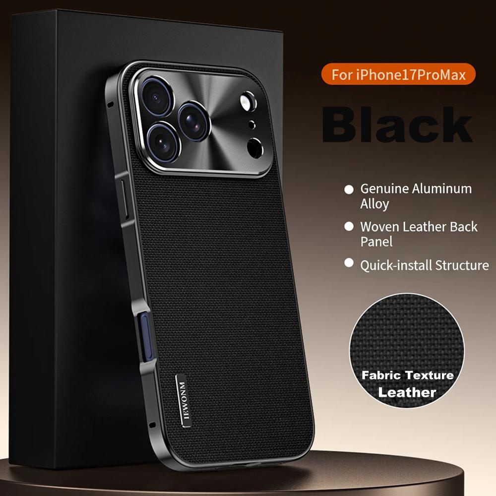 Роскошный металлический магнитный защитный чехол для камеры для iPhone 17 Pro Max Технологичная тканая ткань Для Magsafe Беспроводная зарядка Чехол для телефона