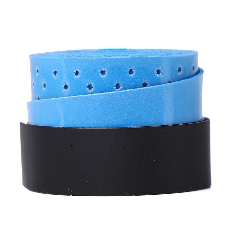 Elastic Perforated PU Leather Overgrip for Badminton, Tennis & Table Tennis Rackets, Fishing Rods with Ribbed Sweatband
