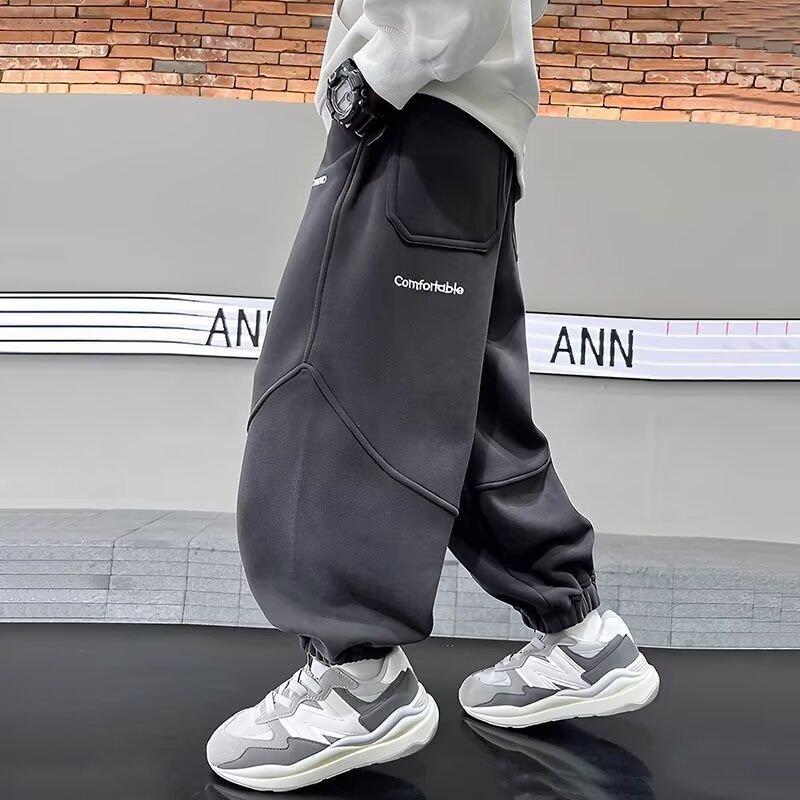 Брюки для мальчиков весна-лето-осень Брюки для детей и подростков Тонкие детские спортивные прямые брюки Модные брюки с тремя полосками Модные