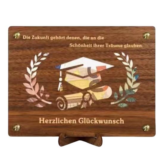 Wooden Money Holder Money Envelope with Hollow-out Pattern Cash Holder Wedding Cash Gift Holder for Christmas Birthday Graduation Festival