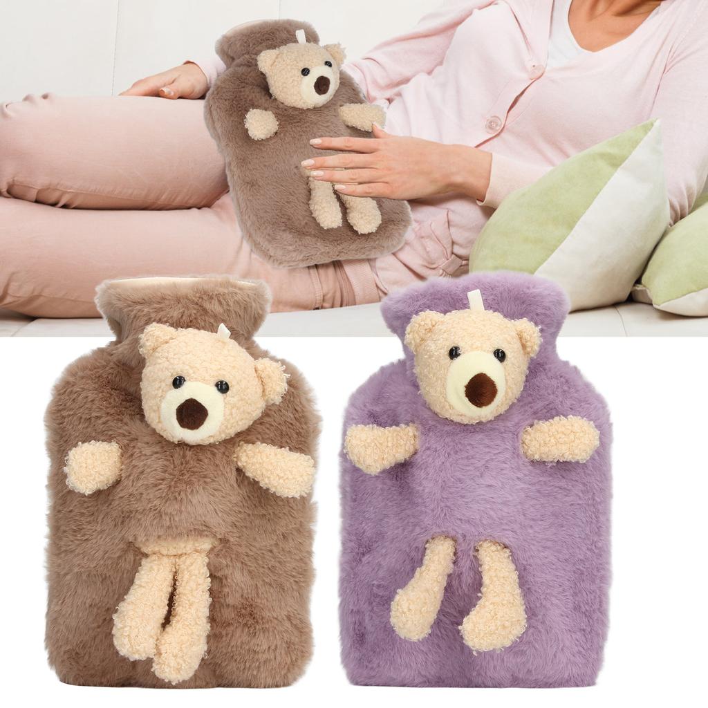 Hot Water Bag Multifunctional 1000ml Capacity Wide Mouth Cute Cartoon Hot Water Bottle for Homes Off