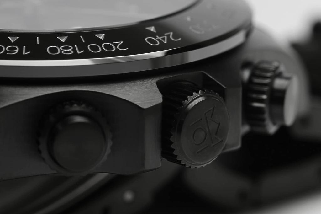 Часы-хронограф Hyakuichi, водонепроницаемые, 20 АТМ, кварцевые, с керамическим безелем, полностью черные [HYAKUICHI 101] No.11IP, мужские, для дайвинга, IP-BBB