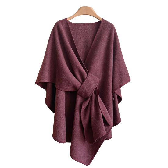 Women Draped Shawl Adjustable Crossover Front Lightweight Soft Warm Shawl Scarf Cape Cardigan Solid Color Knitting Shawl