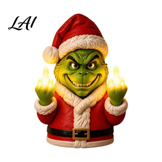Creative Santa Middle Finger Light Funny Claus Night Christmas Wall Light, Resin Santa/Green Figure