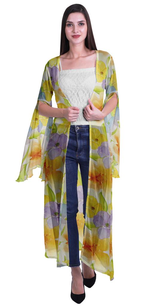 Moomaya Пляжная накидка с открытым передом из принтованного жоржета и разрезами на рукавах