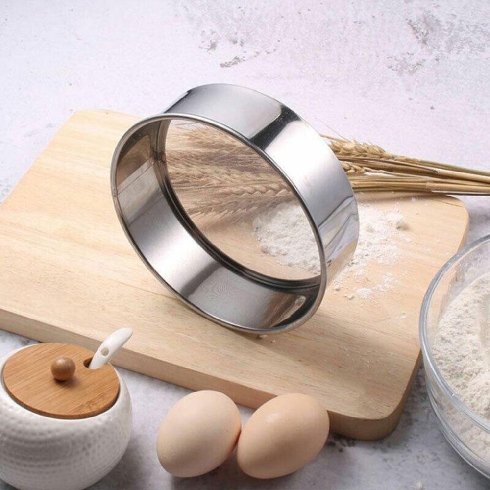 Round Kitchen Mesh Flour Sifter Stainless Steel Strainer Sifters Durable Sugar Filter Mesh