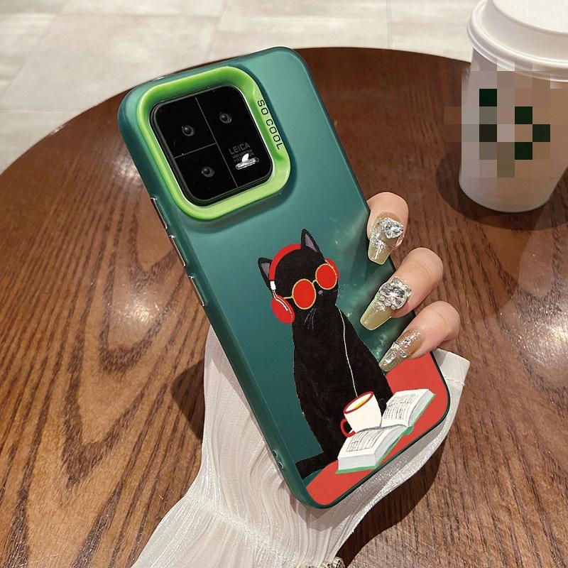 Черный чехол Cat для iPhone 16 Samsung A55 A35 A34 S24 FE Xiaomi Redmi Note 13 Pro 14C Huawei Honor 200 противоударный бампер для телефона с защитой от царапин