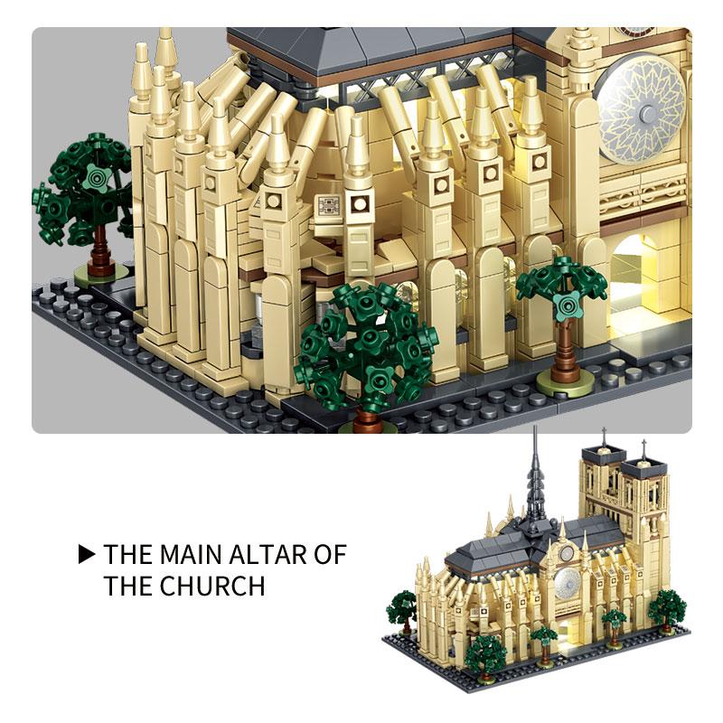 Cathédrale Notre-Dame De Paris Building MOC Toy Educational Building Block Famous Architecture Kit Children's Gift No.T2106