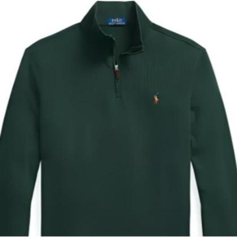 Ralph Lauren SS24 Однотонная толстовка с вышивкой логотипа, воротником-стойкой, длинным рукавом, повседневная, зеленая, для детей 323886908-009