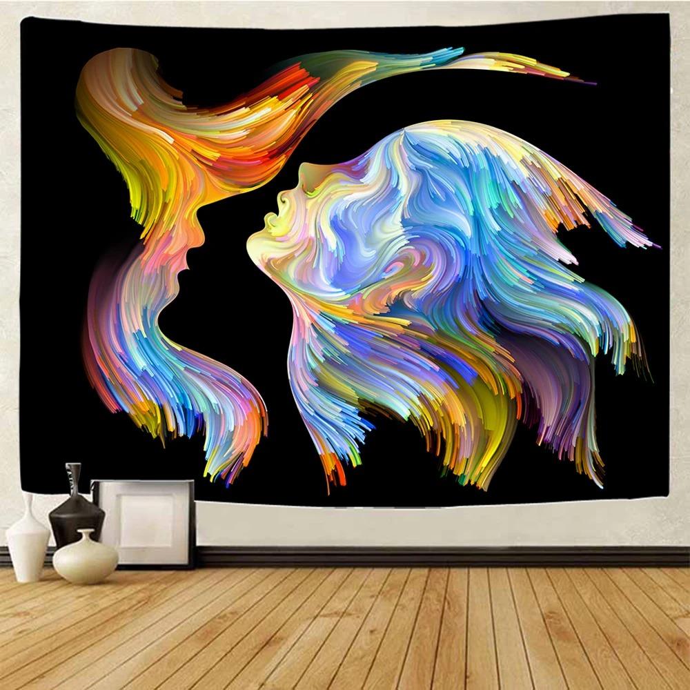 Абстрактный персонаж Боковая сторона Узор Подвесной Ткань Спальня Гостиная Гобелен Домашнее Настенное Украшение Гобелен