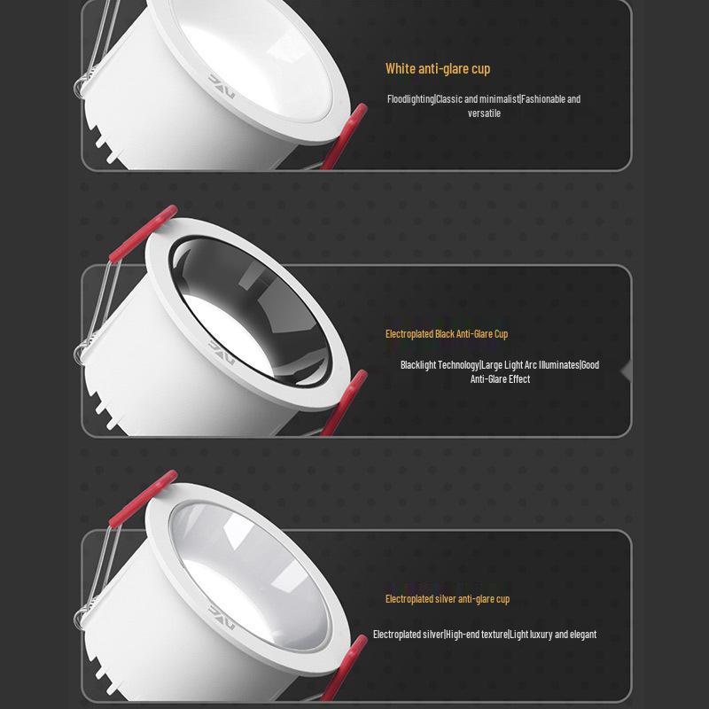 NVC Lighting Милан Встраиваемый светильник с антибликовым эффектом: Потолочный точечный светильник с глубокой чашкой для гостиной, узкий краевой проходной светильник.