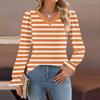 Women's Daily Casual Long-sleeved Striped Printed V-neck Top