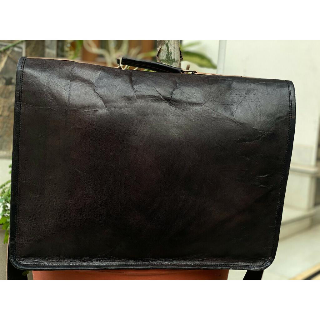 Сумка для ноутбука, портфель для мужчин, натуральная винтажная черная кожаная сумка-мессенджер