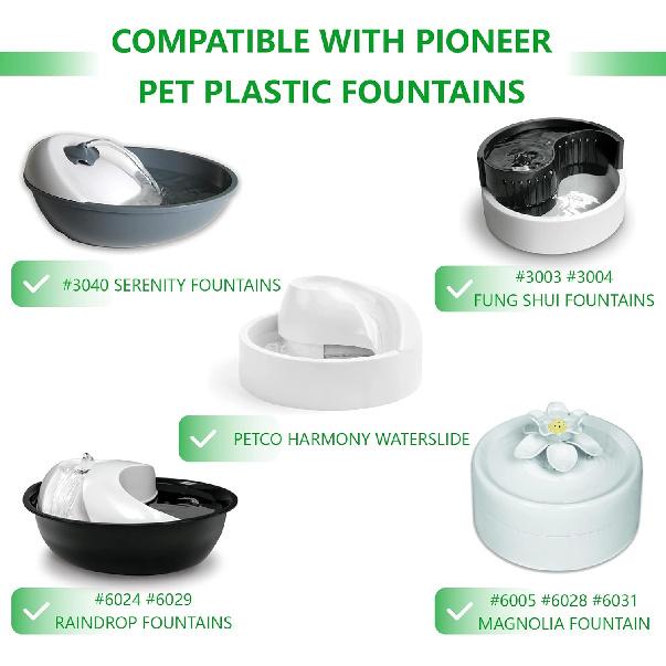 12 Pack Pet Fountain Replacement Carbon Filters Compatible with Pioneer Pet Plastic Fountain Raindrop, Feng Shui, Serenity, Magnolia & EveryYay, Cat