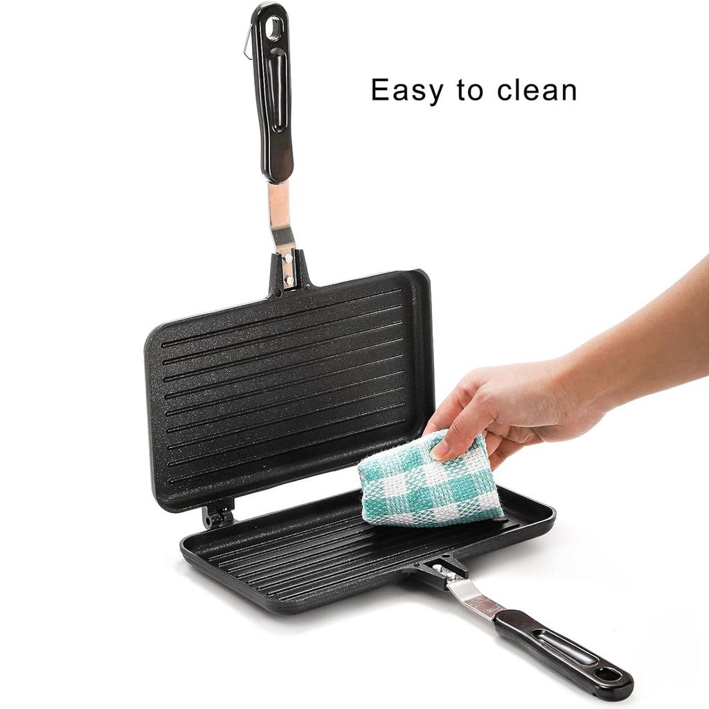 Sandwich Maker, Non-stick Grill Panini Maker Pan with Handle, Stovetop Toasted Aluminum Flip Pan