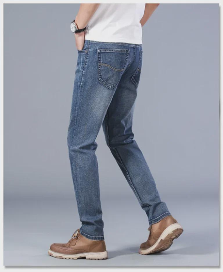 Мужские узкие прямые эластичные деловые повседневные легкие джинсы