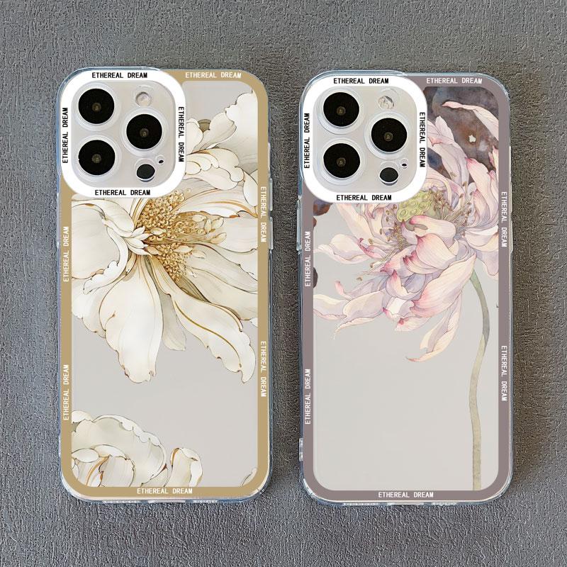 Винтажный прозрачный чехол с цветами для iPhone 15 14 Pro Max 12 11 13 Pro Max 7 8 14 15 Plus SE2 X XR XS, задние крышки с бабочками и растениями