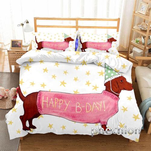 Пододеяльник и наволочка с 3D-таксой, комплект постельного белья для одной двуспальной кровати размера «queen-size»