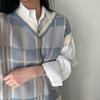 Autumn and Winter Women's All-match Retro Plaid Loose Sweater Vest Fashion Casual and Comfortable Folding Vest