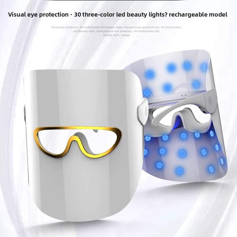 Светодиодная маска для красоты Трехцветная фототерапия Инструмент для омоложения кожи Перезаряжаемая светодиодная маска-спектрометр прямого действия Введение инструмента