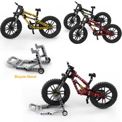 MOC Блоки Горного Велосипеда С Рычагом Амортизатора + Цепь Совместимая Стойка для Демонстрации Велосипеда Собранные Кирпичики Внедорожного Велосипеда Подарки