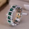 Dainty Charm Square Green Zircon Shining Rings for Women Luxury Wedding Banquet OL Fashion Jewelry Accessories