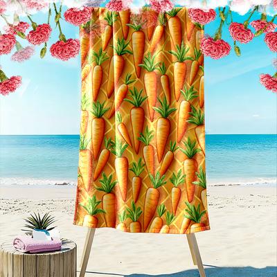 Vivid Carrot Garden Burst Print Beach Towel, Quick Drying, Suitable for Travel, Outdoor Sports, Jogging, the Beach and Swimming, Gift