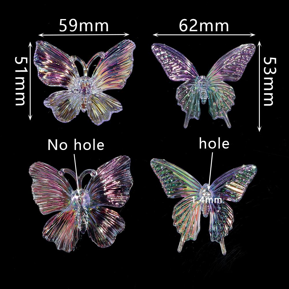 5pcs Acrylic Butterfly Gradient Color Transparent Ornament For DIY Home Festival Wedding Party Jewelry Decoration Accessories