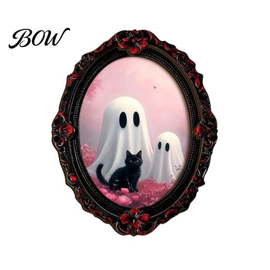 Niche Home Ornaments Halloween Dark Style Refrigerator Magnet, Retro Gothic Oval Photo Aesthetic Decor Frame Decorative Magnetic Sticker