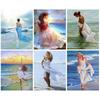 Full Round Diamond Painting Kit Seaside Woman Diy Diamond Mosaic Figure Home Decoration Pictures Gift